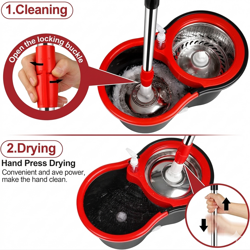 Premium 360 Spin Cleaning Mop Head Refill – 16mm Universal Microfiber Rotating Mop
