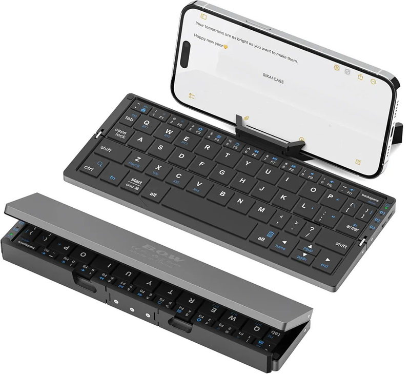 Mini Folding Bluetooth Keyboard Wireless Keypad Support3 Devices With Stand Rechargeable Foldable Keyboard For Phone Tablet