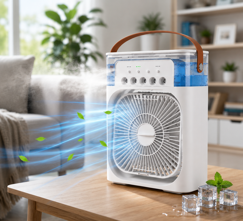 3-in-1 Mini Air Conditioner Fan – Cooling, Humidifier & LED Night Light