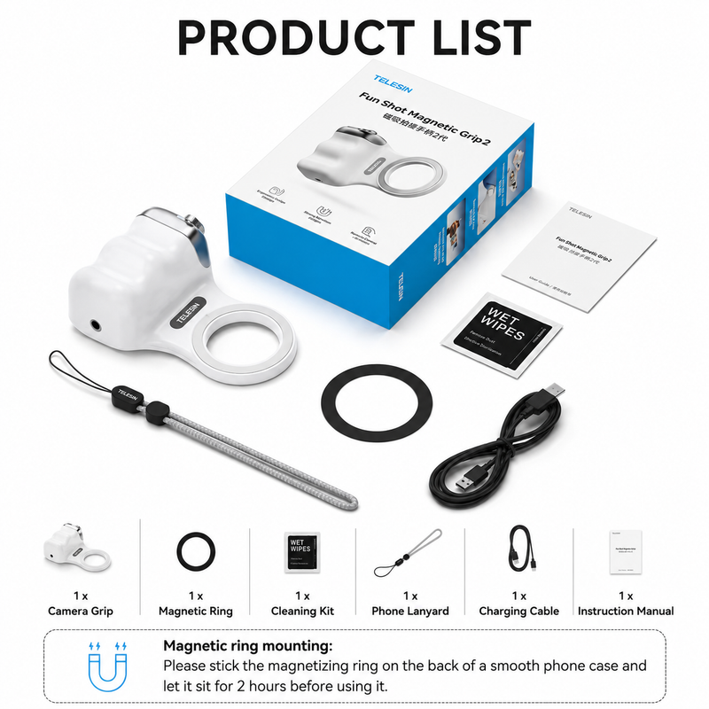 Magnetic Camera Phone Grip with Wireless Remote | K02