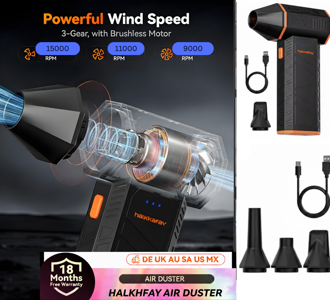 15,000 RPM TURBO CLEANING POWER Replace Air Cans Forever - Deep Clean Car, Tech, Home