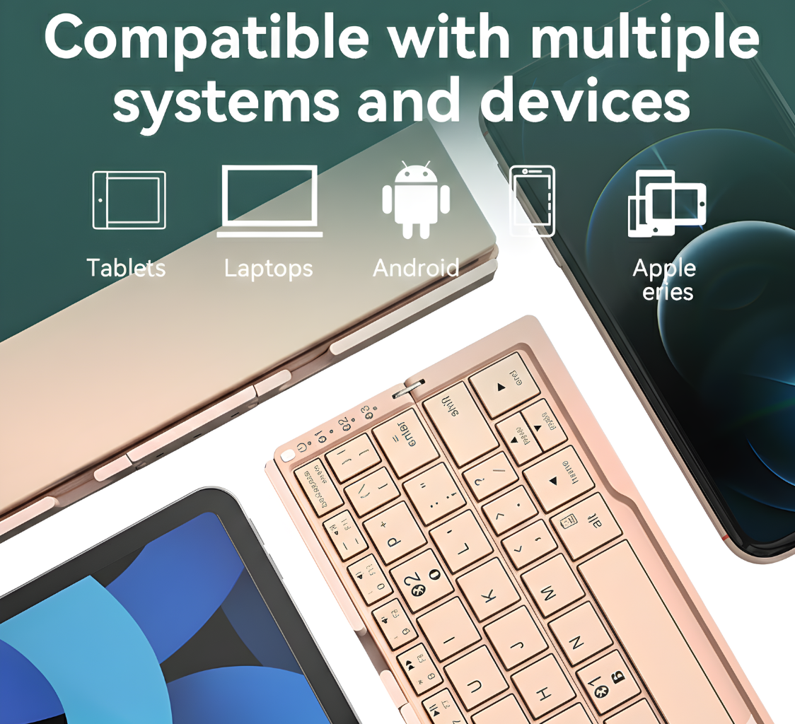 Mini Folding Bluetooth Keyboard Wireless Keypad Support3 Devices With Stand Rechargeable Foldable Keyboard For Phone Tablet