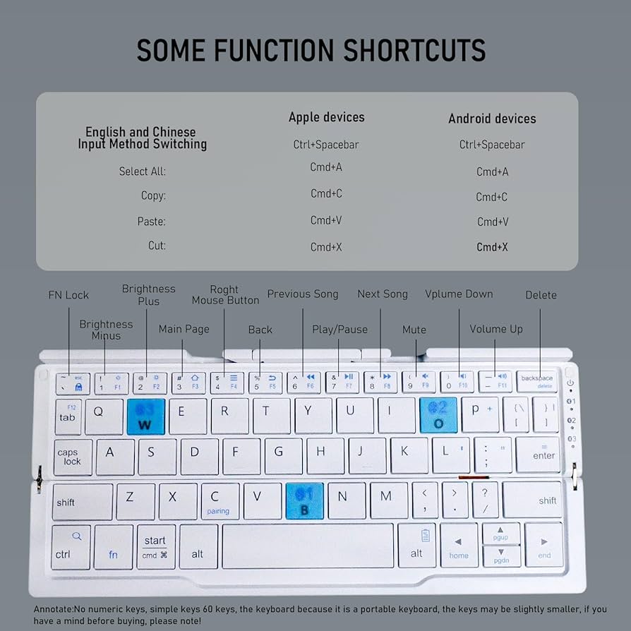 Mini Folding Bluetooth Keyboard Wireless Keypad Support3 Devices With Stand Rechargeable Foldable Keyboard For Phone Tablet
