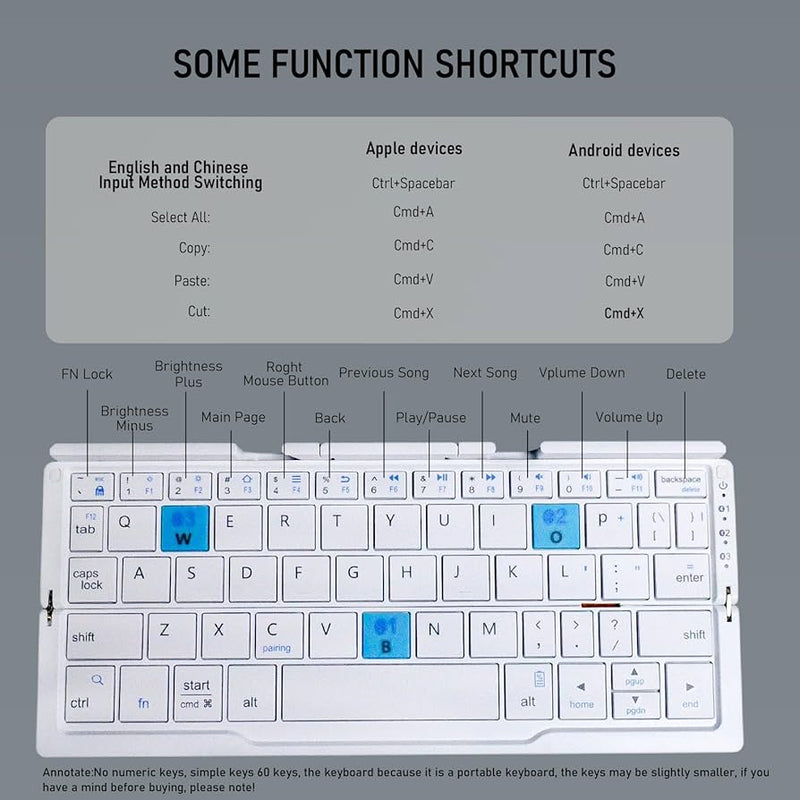 Mini Folding Bluetooth Keyboard Wireless Keypad Support3 Devices With Stand Rechargeable Foldable Keyboard For Phone Tablet