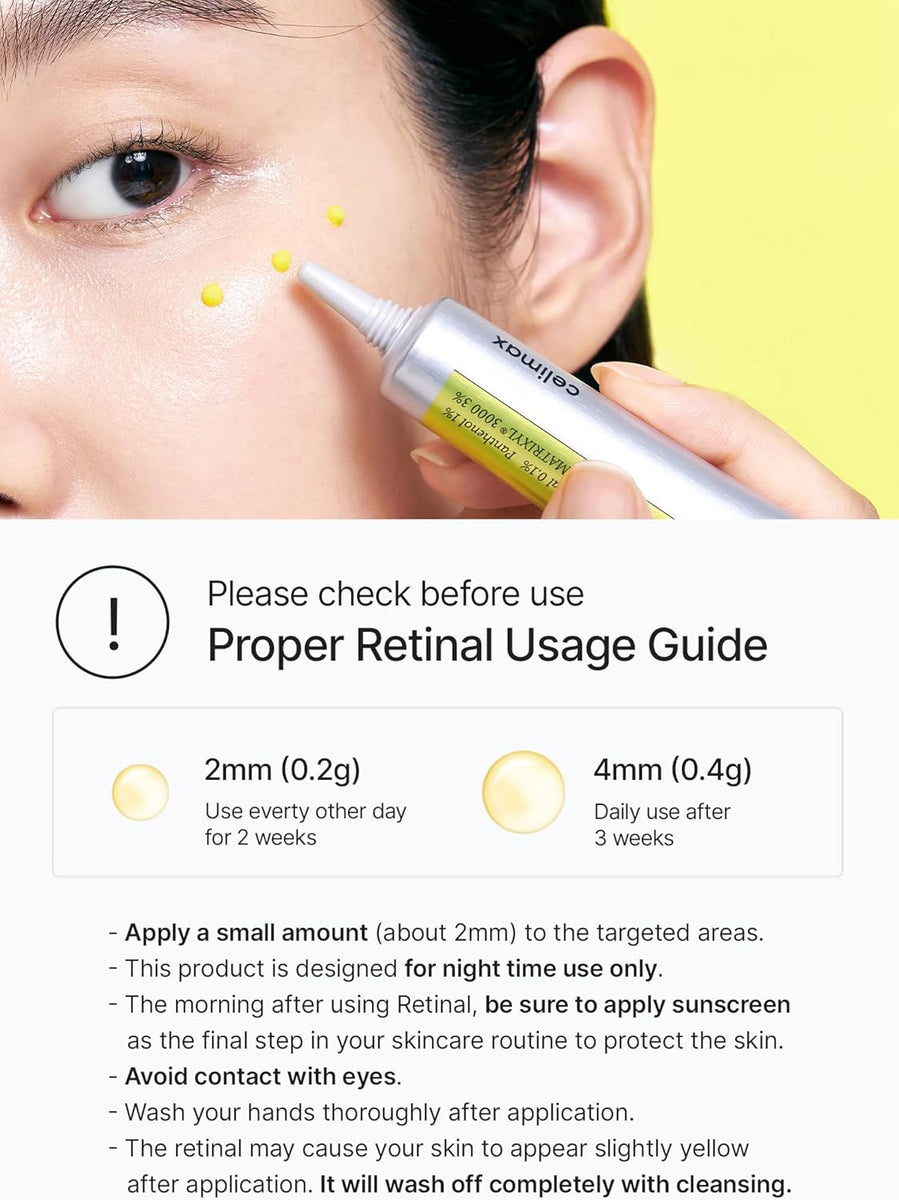 celimax The Vita A Retinal Shot Tightening Booster – 0.1% Retinal + 3% Matryxyl for smoother, firmer, pore‑tightened, youthful-looking skin (15ml).