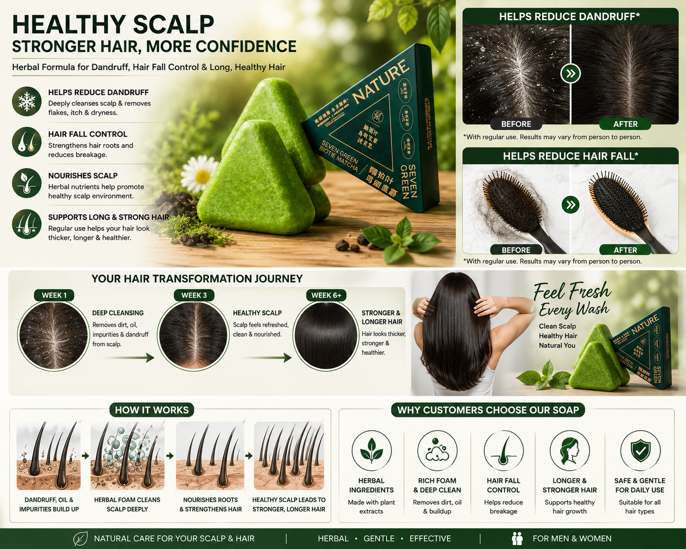 Nature Herbal Triangle Green Soap