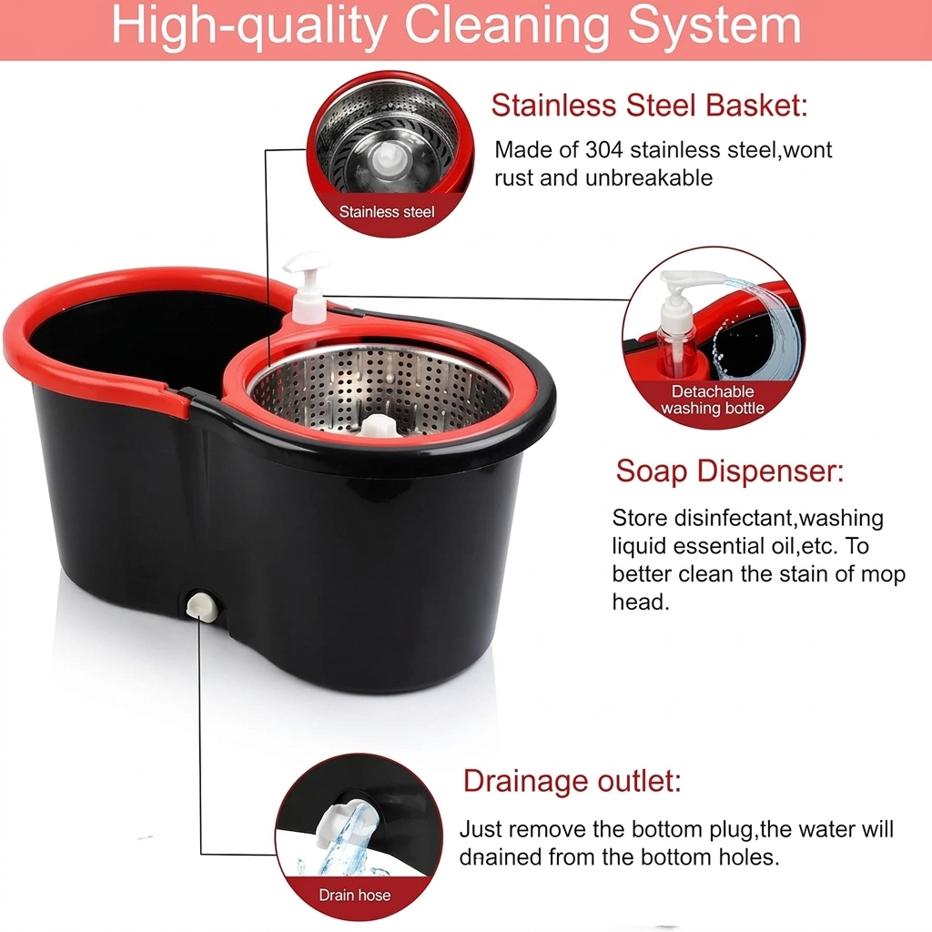 Premium 360 Spin Cleaning Mop Head Refill – 16mm Universal Microfiber Rotating Mop