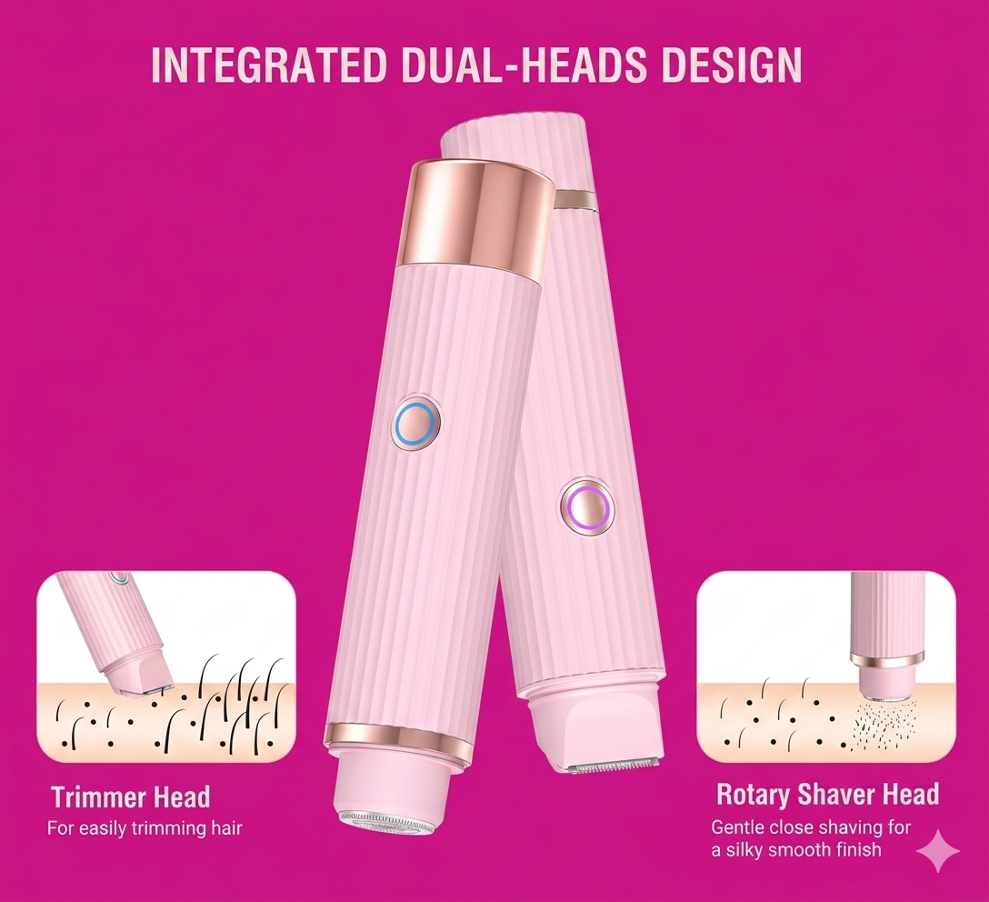 2-in-1 Electric Shaver for Women – Painless, Waterproof & Full Body