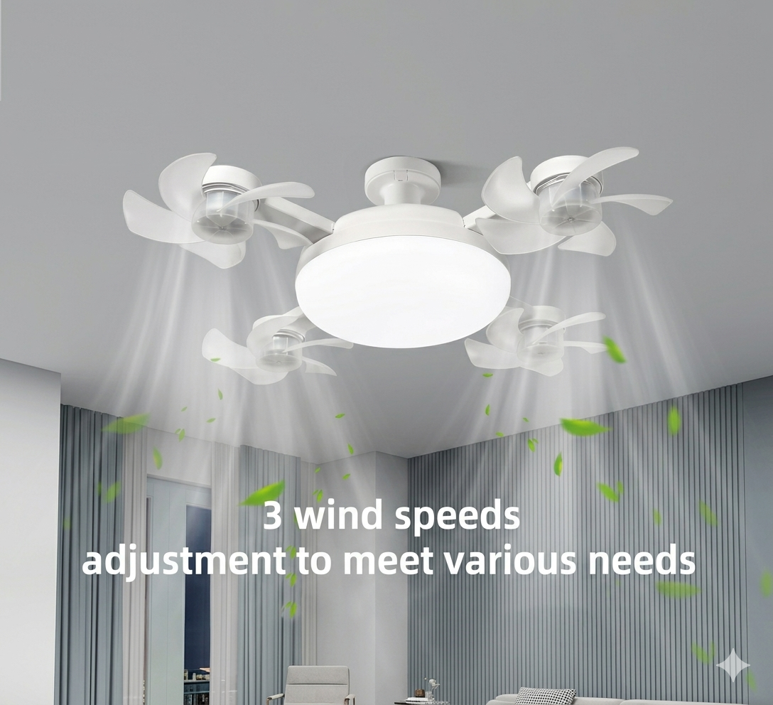2-in-1 Drone Ceiling Fan Light E27 Remote Control Silent Dimmable LED Fan for Bedroom Living Room