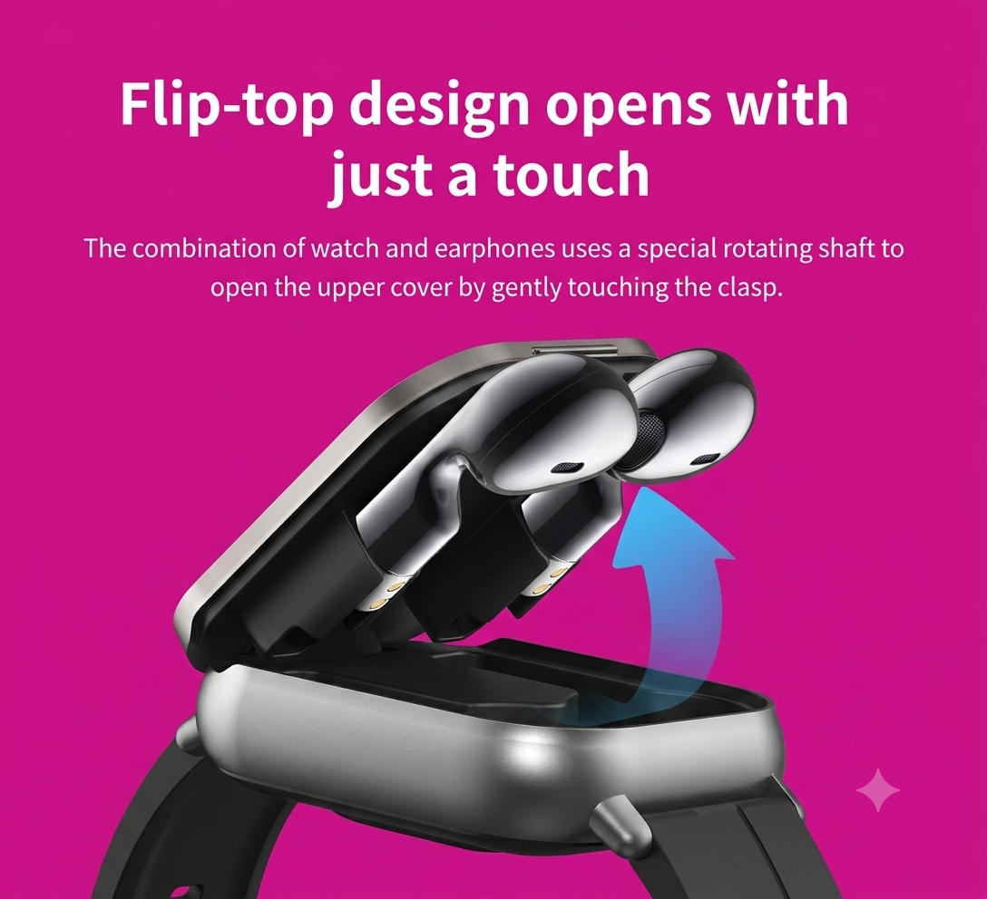 D8 2-in-1 Smart Watch | Bluetooth Calling & Wireless Earbud | Health Monitor for Men & Women
