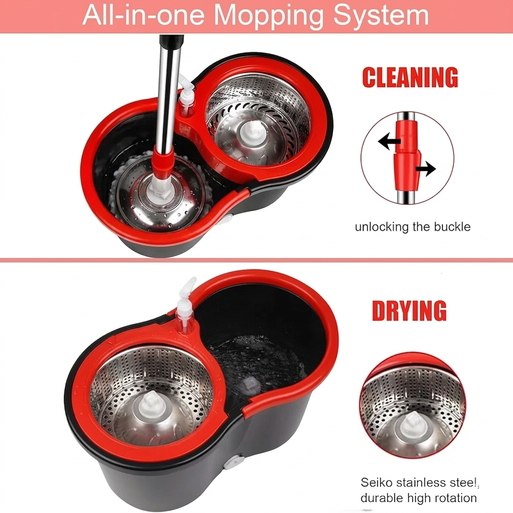 Premium 360 Spin Cleaning Mop Head Refill – 16mm Universal Microfiber Rotating Mop