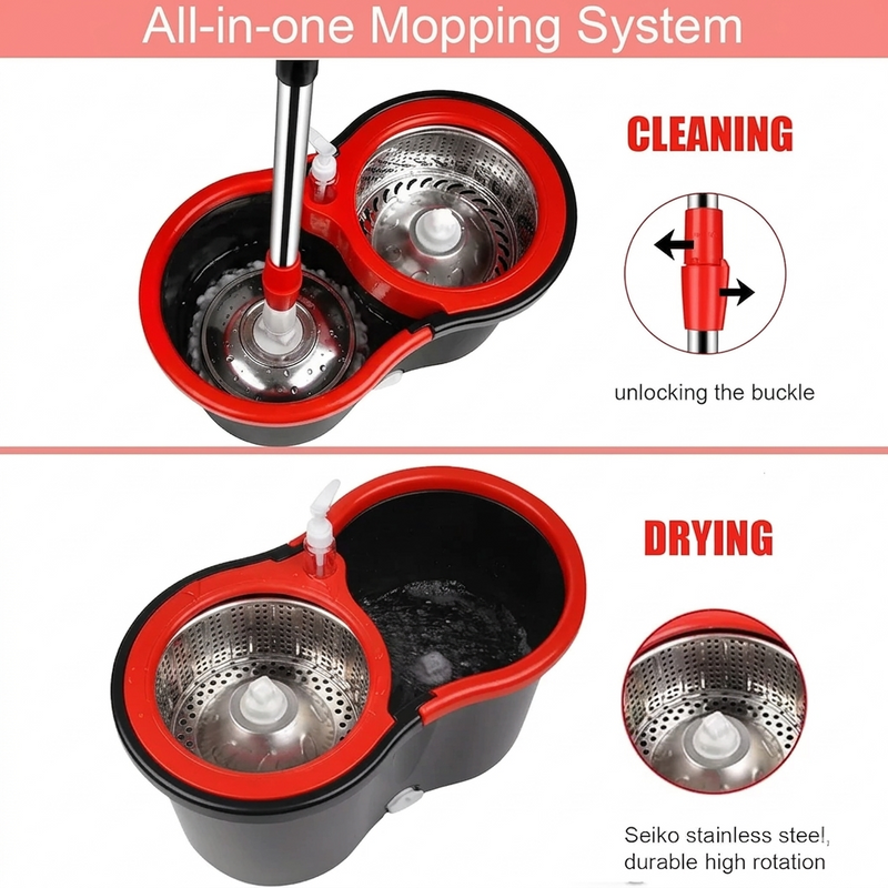 Premium 360 Spin Cleaning Mop Head Refill – 16mm Universal Microfiber Rotating Mop
