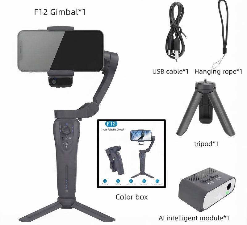 F12 Creator Kit – 3-Axis Gimbal, Wireless Mic & Tripod