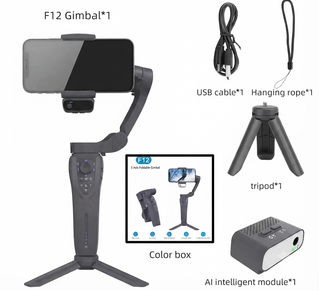 F12 Creator Kit – 3-Axis Gimbal, Wireless Mic & Tripod