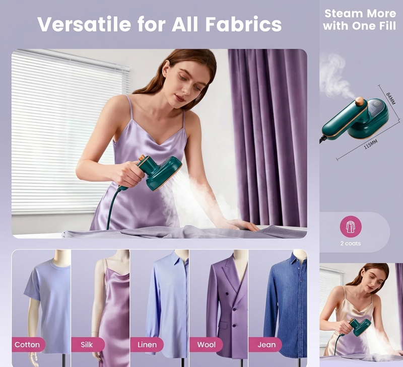 Travel Steamer Iron for Clothes,1200w Iron Steamer,Portable Handheld Travel Size Steamer iron,8S Fast Heat-Up，Large Ceramic Heat Panel