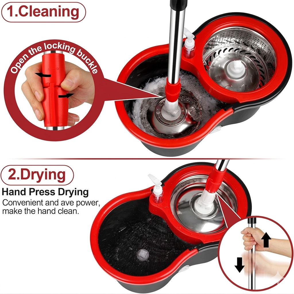 Premium 360 Spin Cleaning Mop Head Refill – 16mm Universal Microfiber Rotating Mop