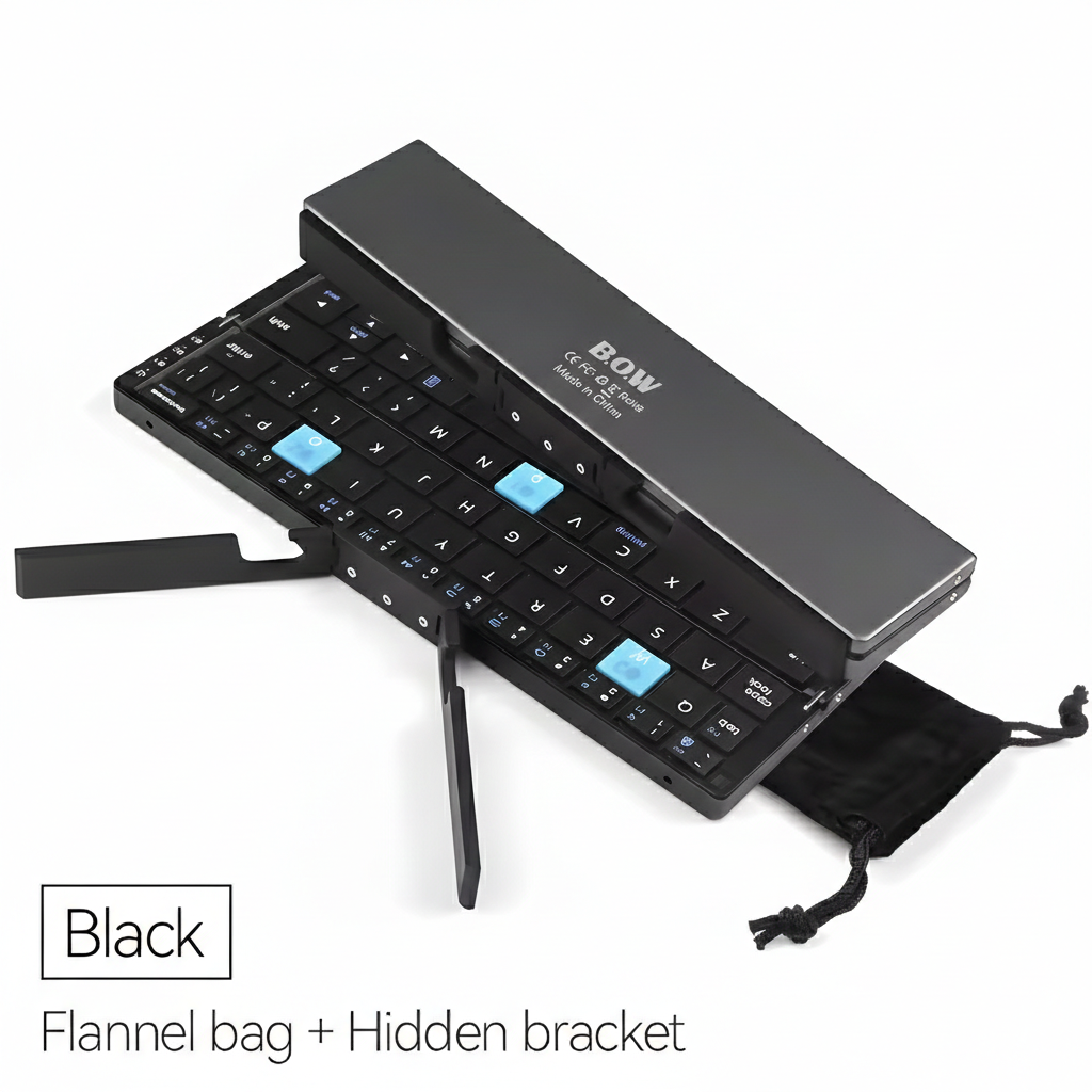 Mini Folding Bluetooth Keyboard Wireless Keypad Support3 Devices With Stand Rechargeable Foldable Keyboard For Phone Tablet