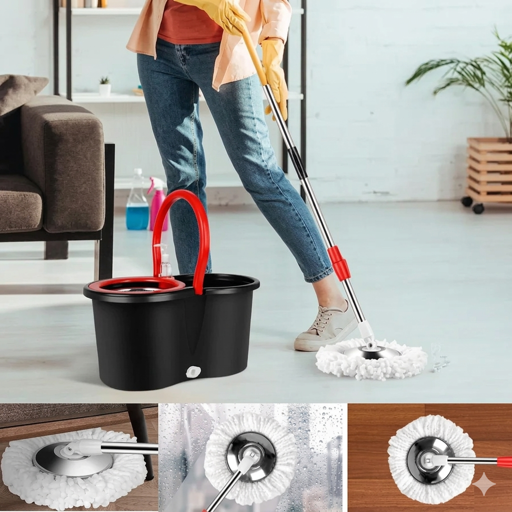 Premium 360 Spin Cleaning Mop Head Refill – 16mm Universal Microfiber Rotating Mop