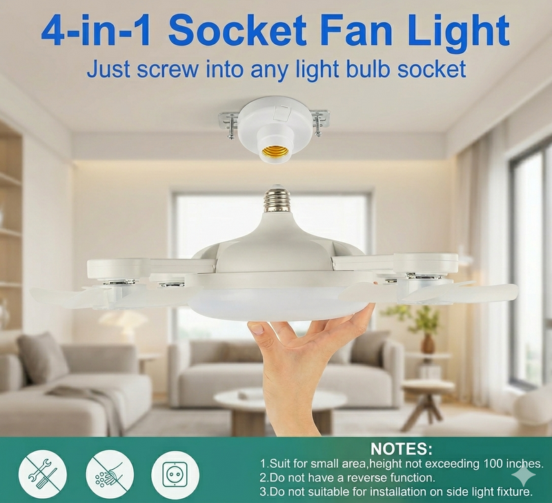 2-in-1 Drone Ceiling Fan Light E27 Remote Control Silent Dimmable LED Fan for Bedroom Living Room