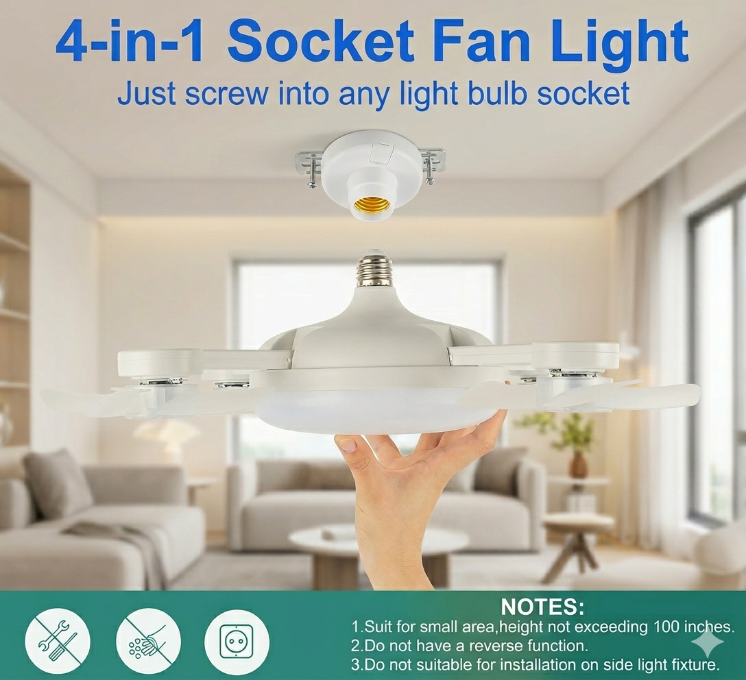 2-in-1 Drone Ceiling Fan Light E27 Remote Control Silent Dimmable LED Fan for Bedroom Living Room