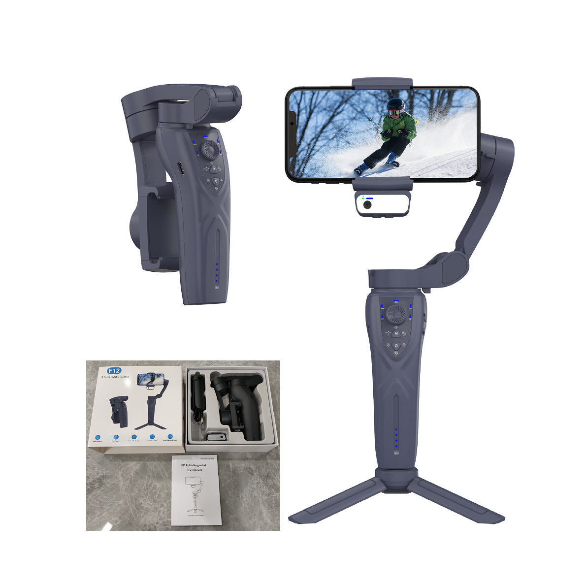 F12 Creator Kit – 3-Axis Gimbal, Wireless Mic & Tripod