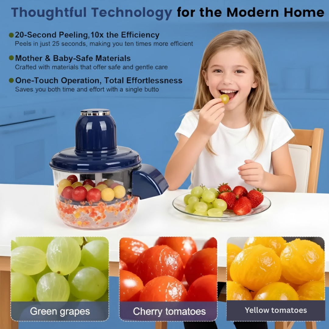 Peels Garlic, Potatoes, Grapes, and More—Fast, Even, Rechargeable, and Easy to Clean.