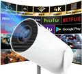 2026 Upgraded Portable Mini Projector with WiFi 6 & Bluetooth, 4K Supported Smart Projector, Android 11, 200” Screen, Auto Keystone, 180° Rotation Home Cinema