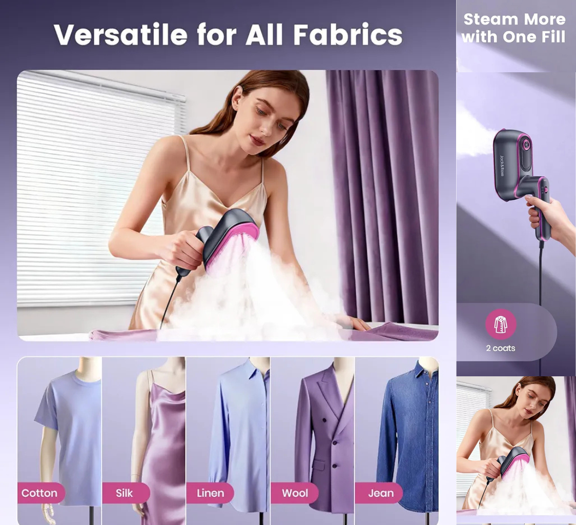 Travel Steamer Iron for Clothes,1200w Iron Steamer,Portable Handheld Travel Size Steamer iron,8S Fast Heat-Up，Large Ceramic Heat Panel