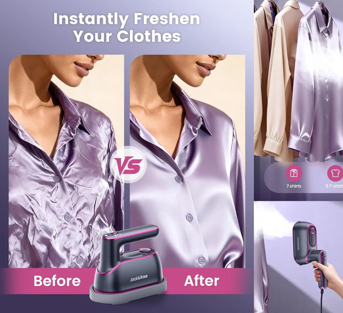 Travel Steamer Iron for Clothes,1200w Iron Steamer,Portable Handheld Travel Size Steamer iron,8S Fast Heat-Up，Large Ceramic Heat Panel