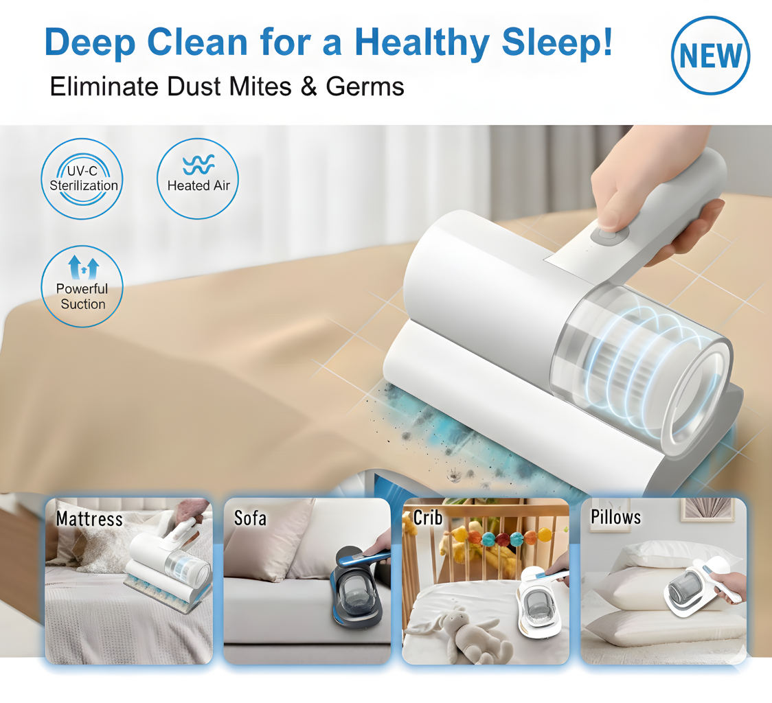 Handheld UV Vacuum Cleaner – 12kPa Cordless Power for Beds, Sofas & Pet Hair
