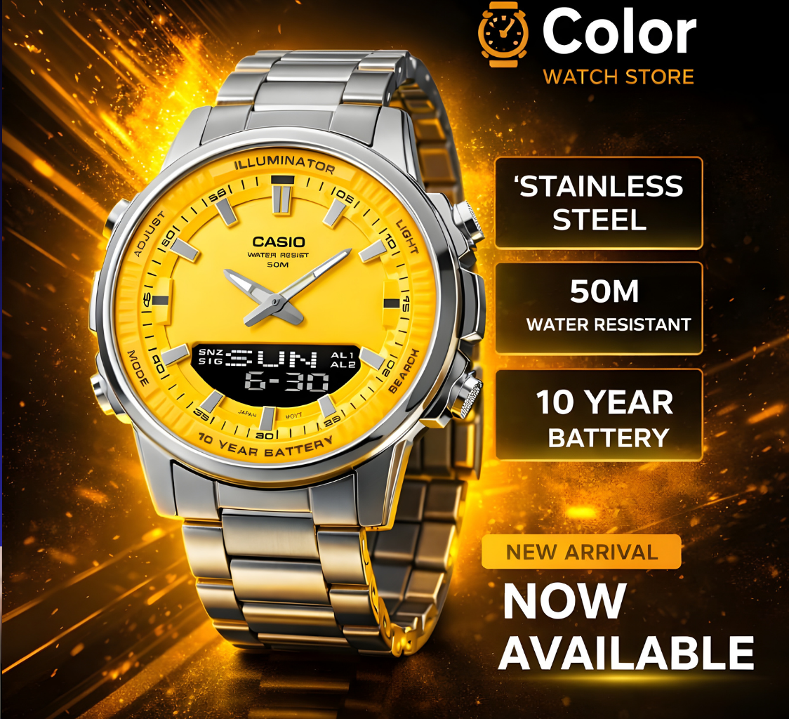 CASIO Dual Display Men’s Watch — 10-Year Battery Power Built to Last
