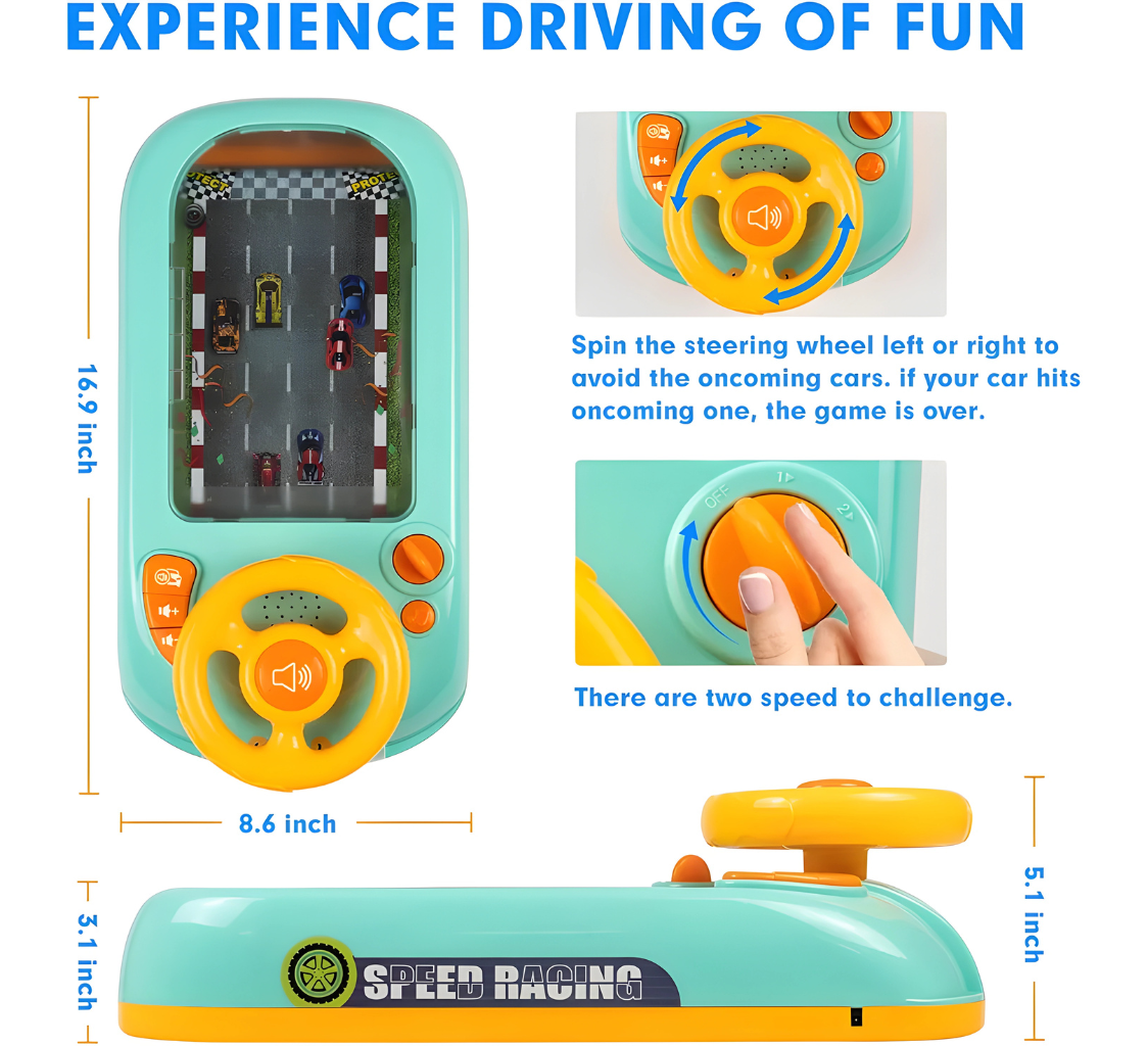 Racing Adventure Car Steering Wheel Toy for Kids Musical Driving Game Toddler Interactive Simulation Toy