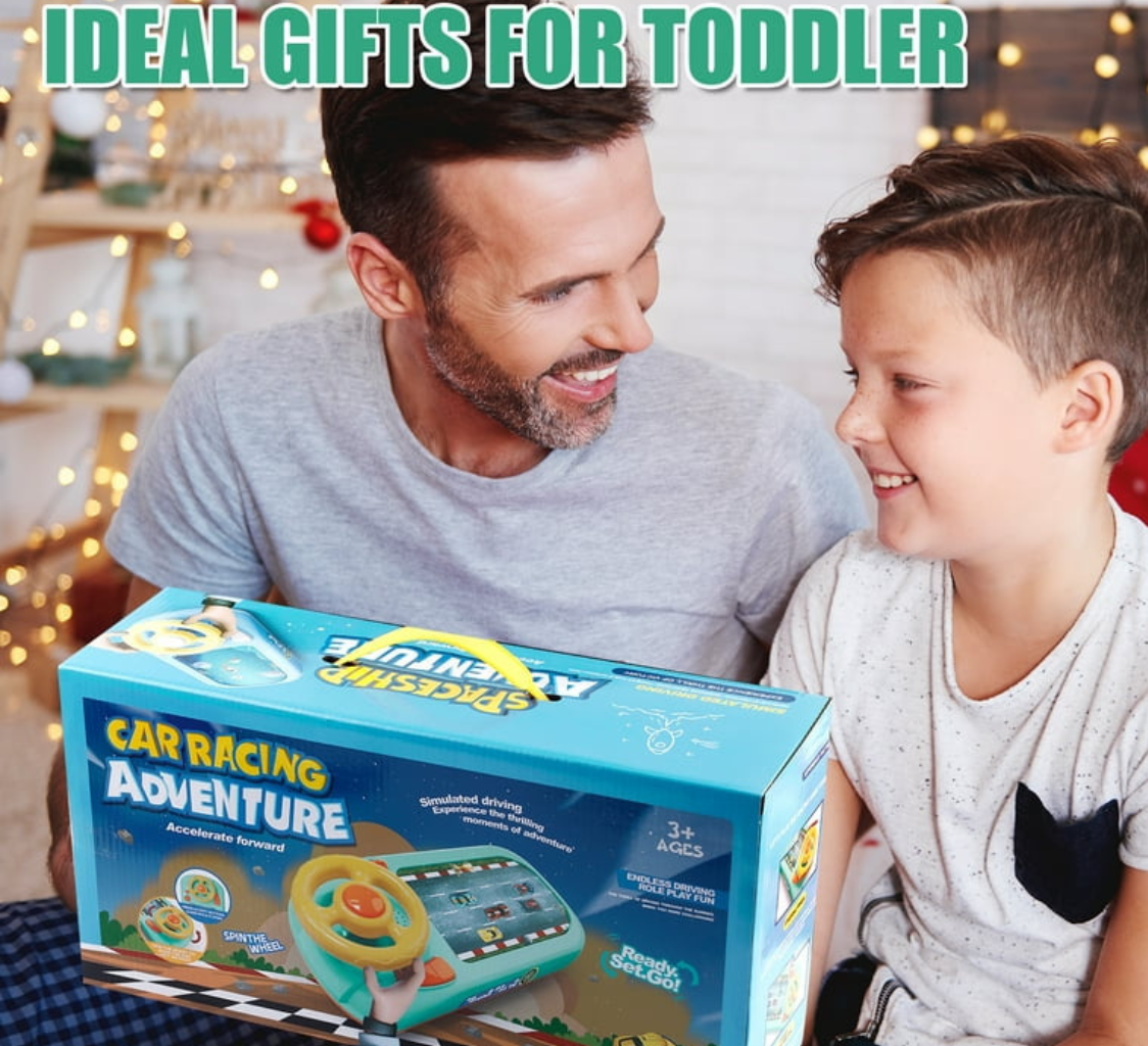 Racing Adventure Car Steering Wheel Toy for Kids Musical Driving Game Toddler Interactive Simulation Toy