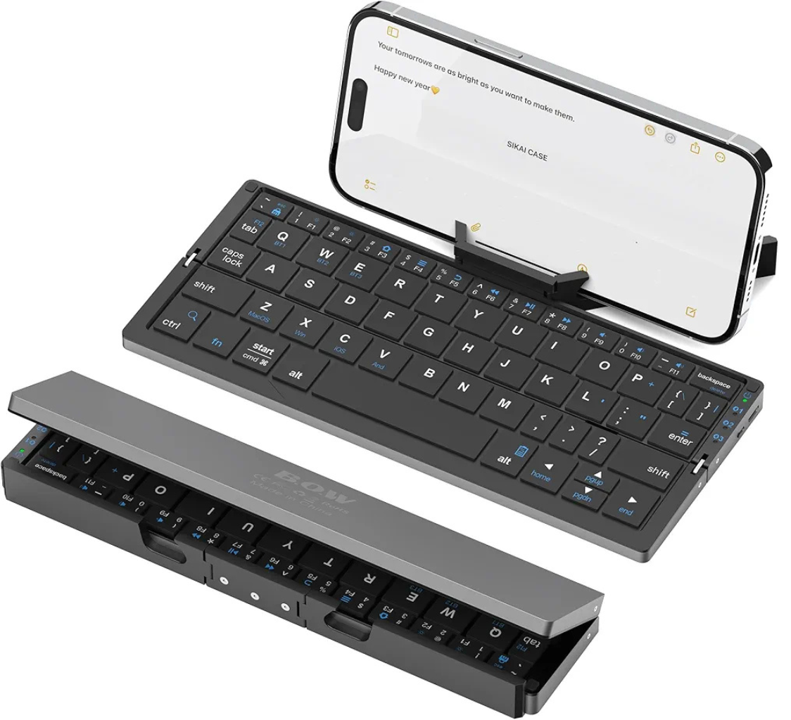Mini Folding Bluetooth Keyboard Wireless Keypad Support3 Devices With Stand Rechargeable Foldable Keyboard For Phone Tablet