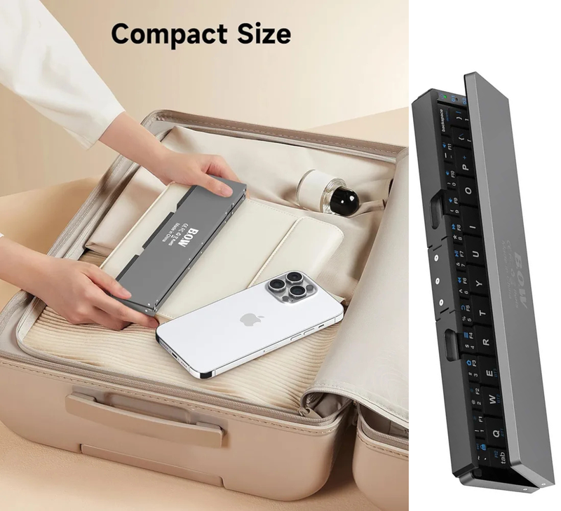 Mini Folding Bluetooth Keyboard Wireless Keypad Support3 Devices With Stand Rechargeable Foldable Keyboard For Phone Tablet