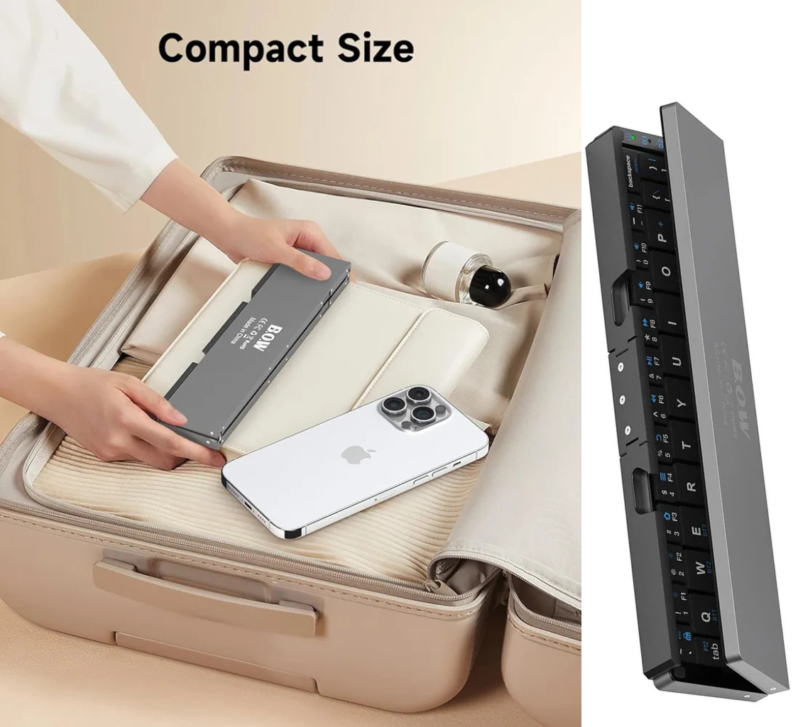 Mini Folding Bluetooth Keyboard Wireless Keypad Support3 Devices With Stand Rechargeable Foldable Keyboard For Phone Tablet