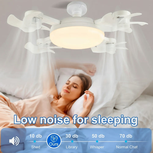 2-in-1 Drone Ceiling Fan Light E27 Remote Control Silent Dimmable LED Fan for Bedroom Living Room