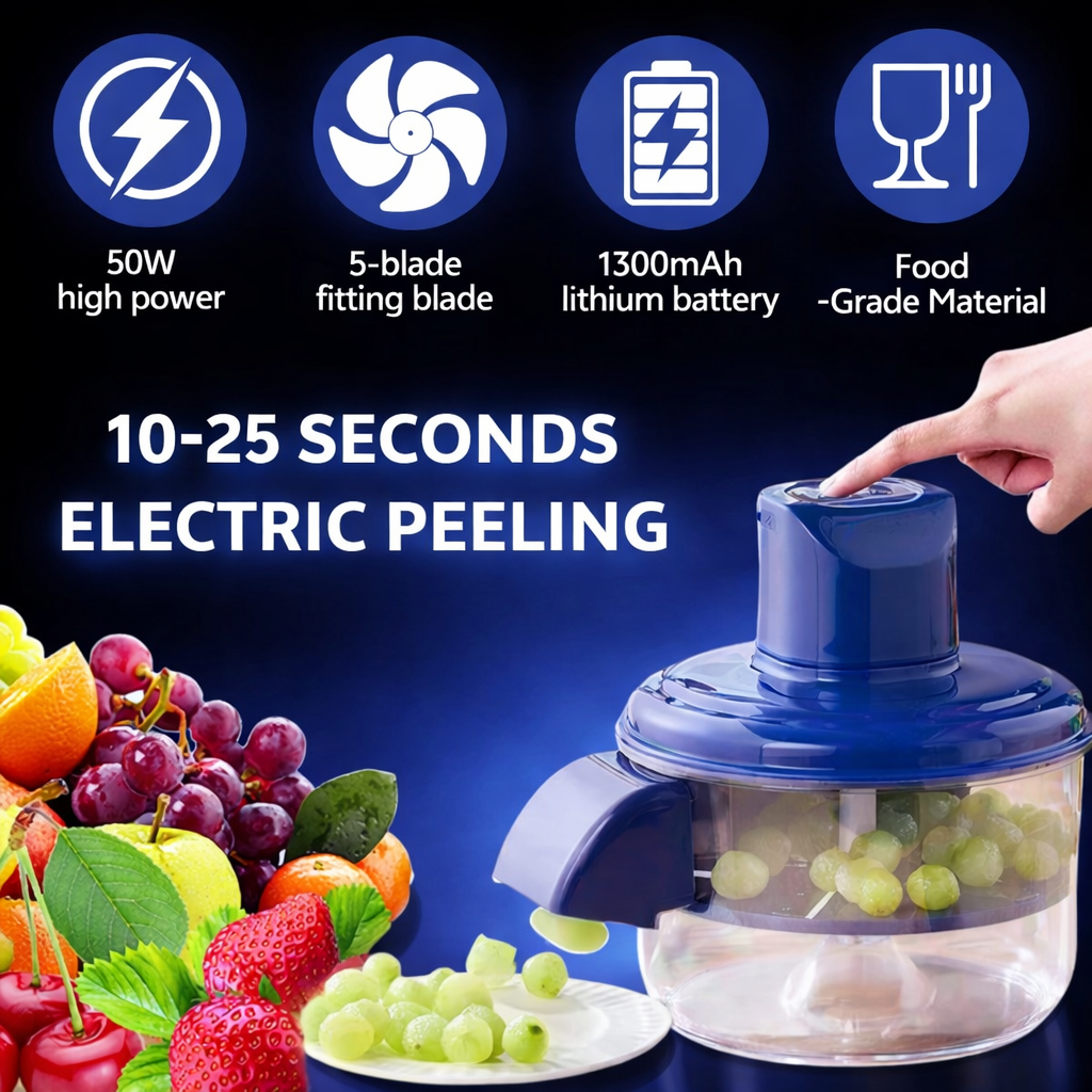Peels Garlic, Potatoes, Grapes, and More—Fast, Even, Rechargeable, and Easy to Clean.